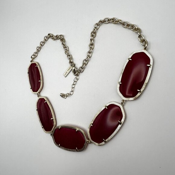 Kendra Scott Statement Necklace Fuchsia Pink Oval Stones Gold Tone Retired - Picture 8 of 11